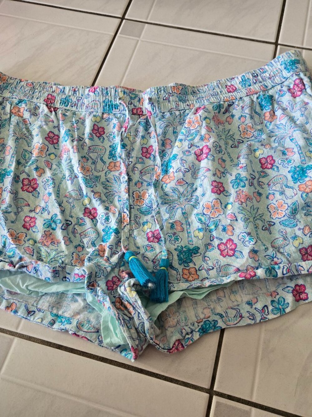 Vineyard Vines Flamingo Flock Lined Cotton Pull On Shorts XL